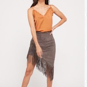 Asymmetrical Faux Suede Skirt in Ash